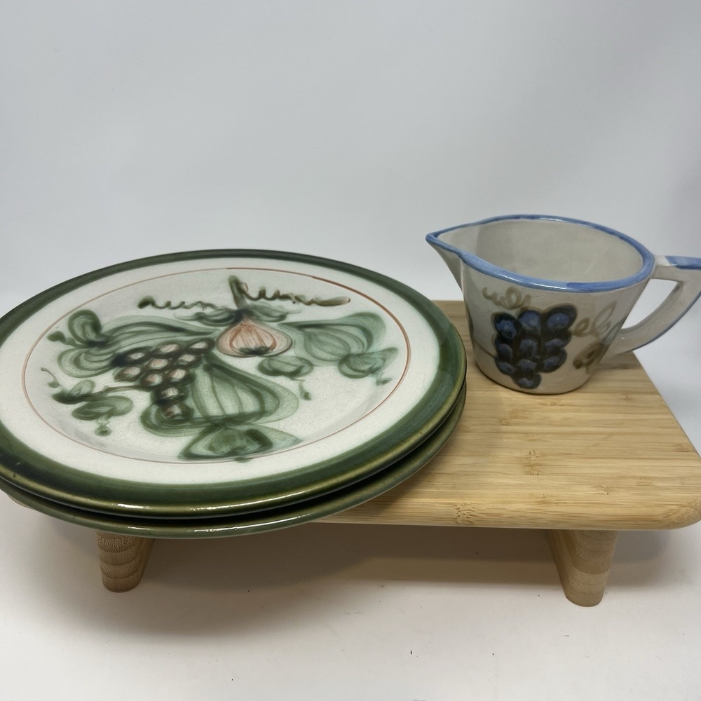 Set of 2 John B. Taylor Harvest Pattern‎ 10" Dinner Plates & Creamer Made In USA